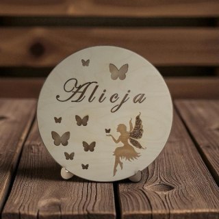 Drewniana lampka nocna LED personalizowana WRÓŻKA